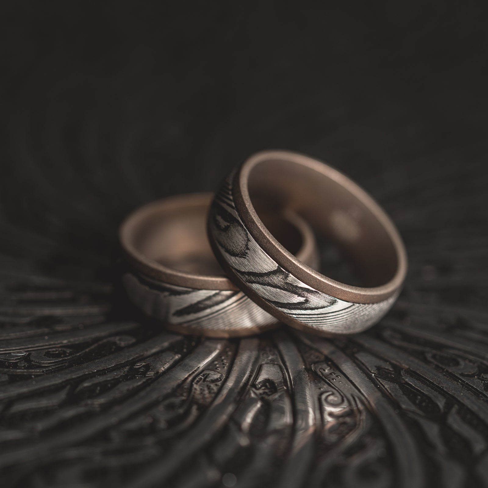 Heated Titanium "Poseidon" Steel/Burnt Titanium Ring