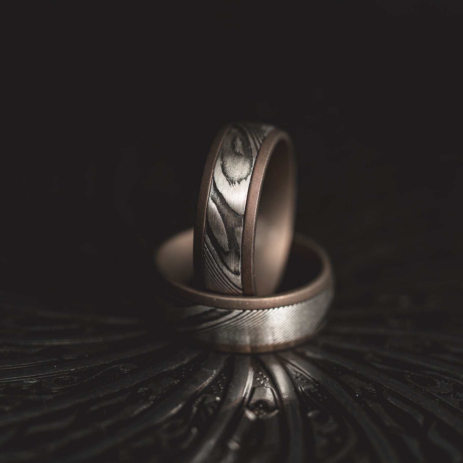 Heated Titanium "Poseidon" Steel/Burnt Titanium Ring