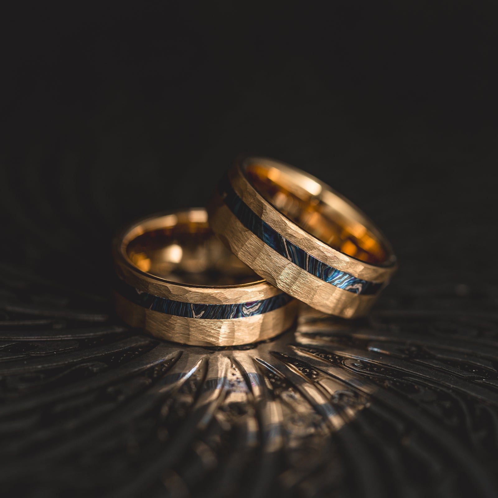 "Vulcan’s Edge" – Gold Tungsten with Zircuti Inlay