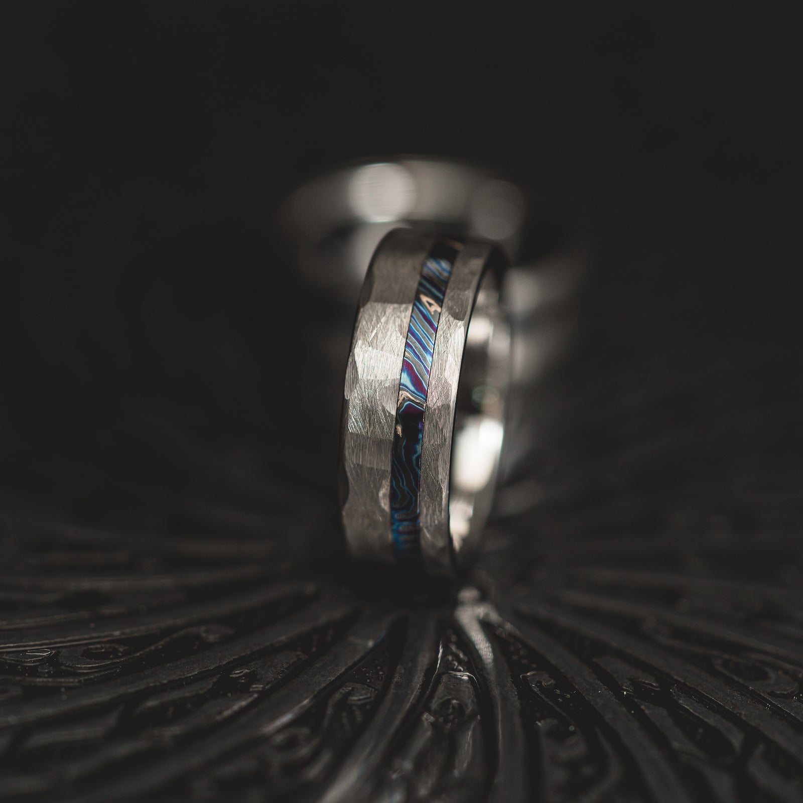"Vulcan’s Edge" – Silver Tungsten with Zircuti Inlay