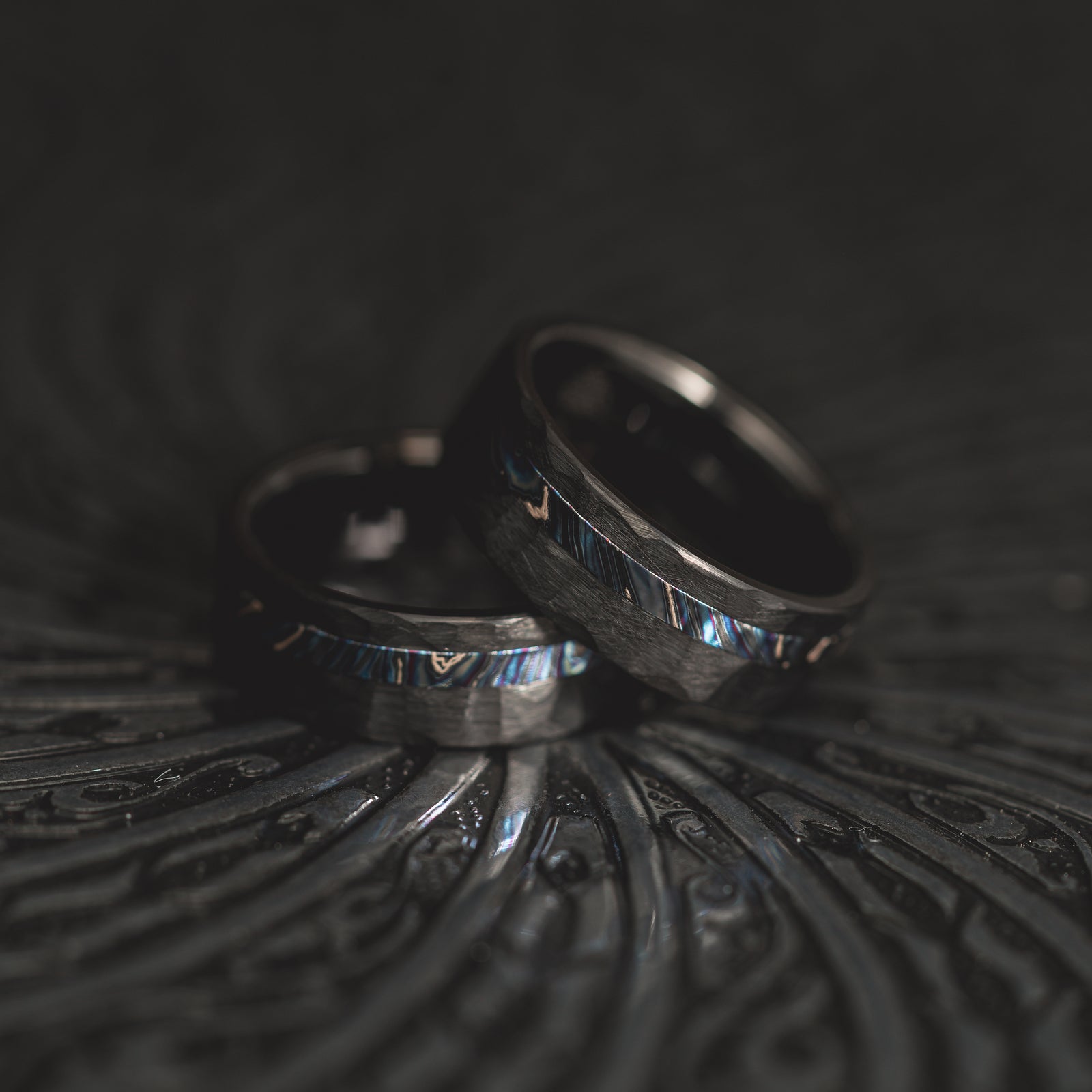 "Vulcan’s Edge" – Black Tungsten with Zircuti Inlay