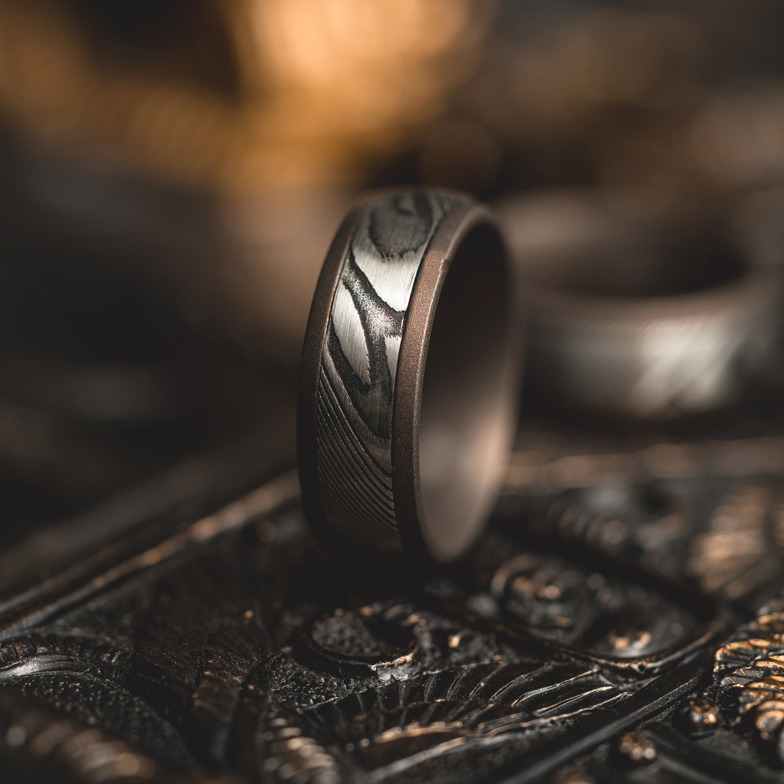 Heated Titanium "Poseidon" Steel/Burnt Titanium Ring
