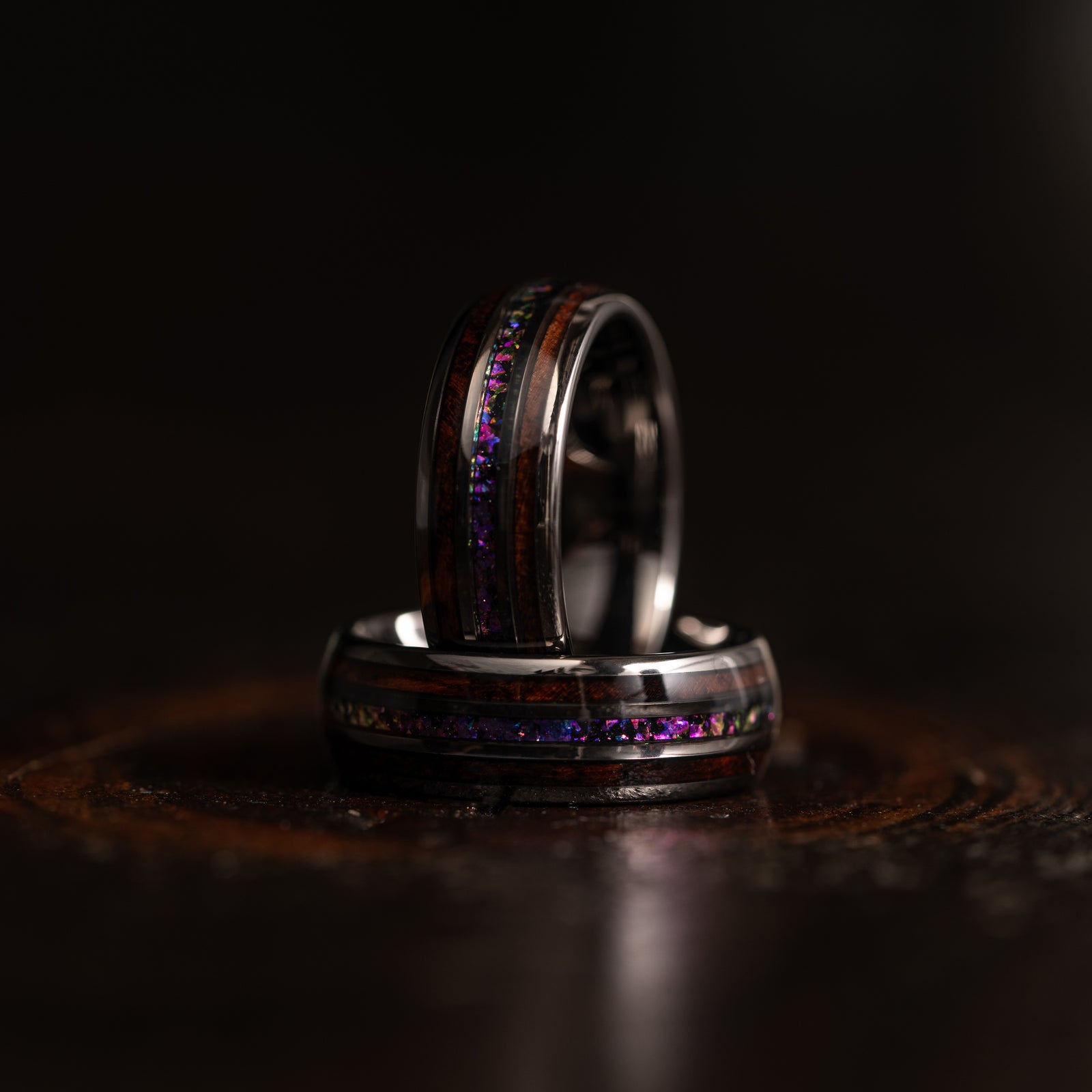 "Celestial Serpent" Domed Nebula x Snakewood Ring- 8mm