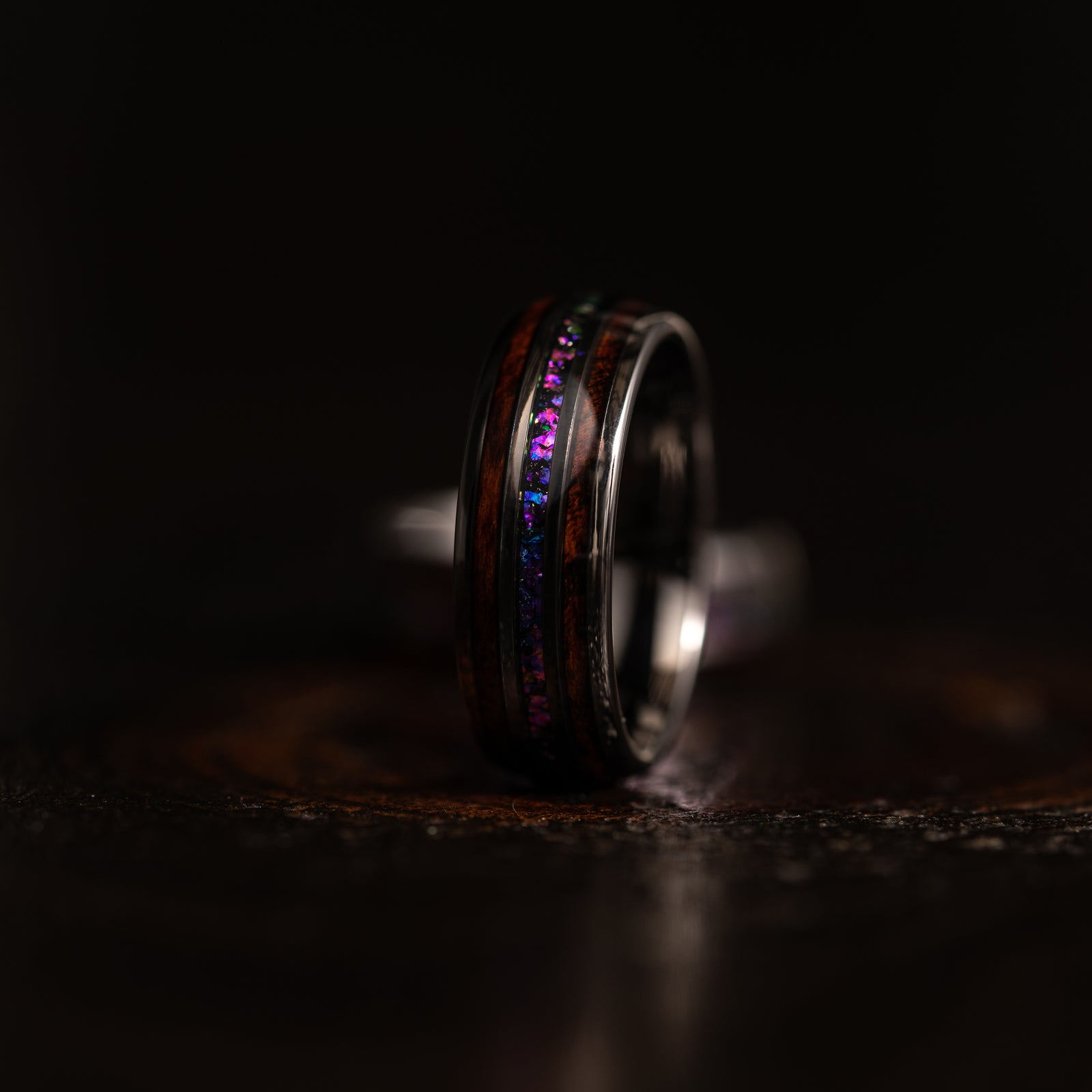 "Celestial Serpent" Domed Nebula x Snakewood Ring- 8mm