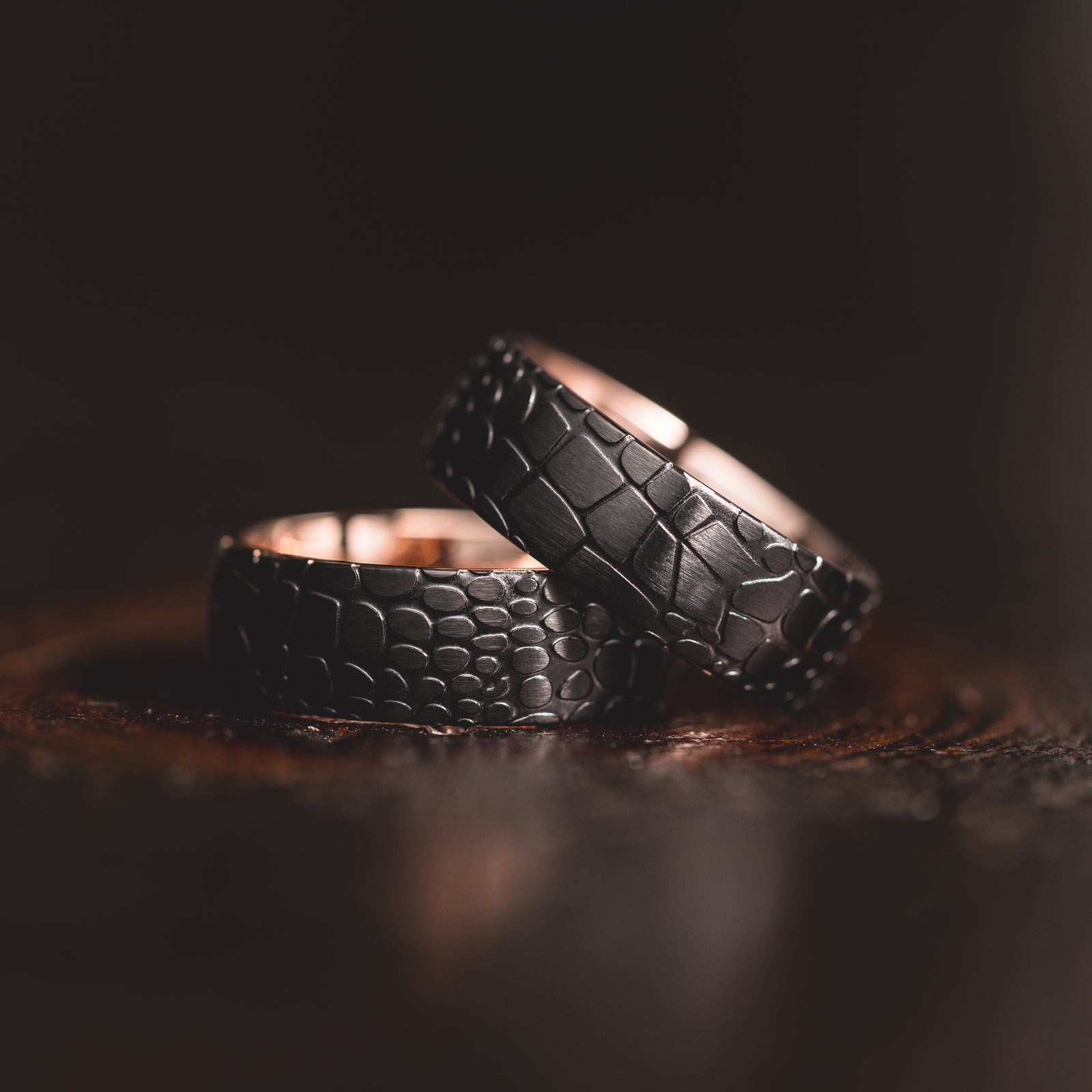 "Quantum Forge" Black with Rose Gold Superconductor Ring- Steel with 18k Plate - 8mm