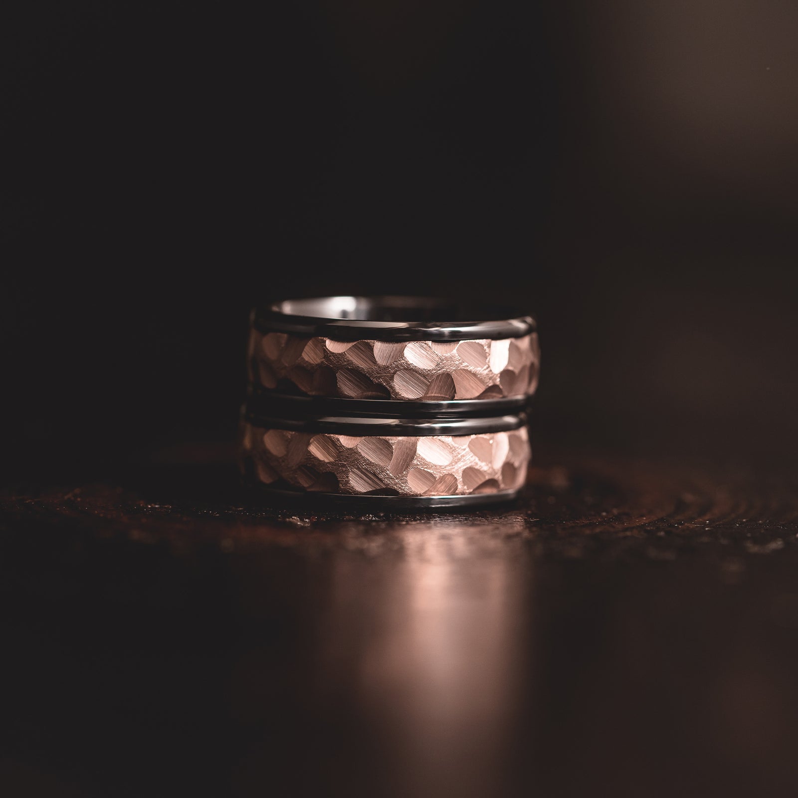 "Hades" Black Zirconium x Rose Gold Tungsten- 8mm