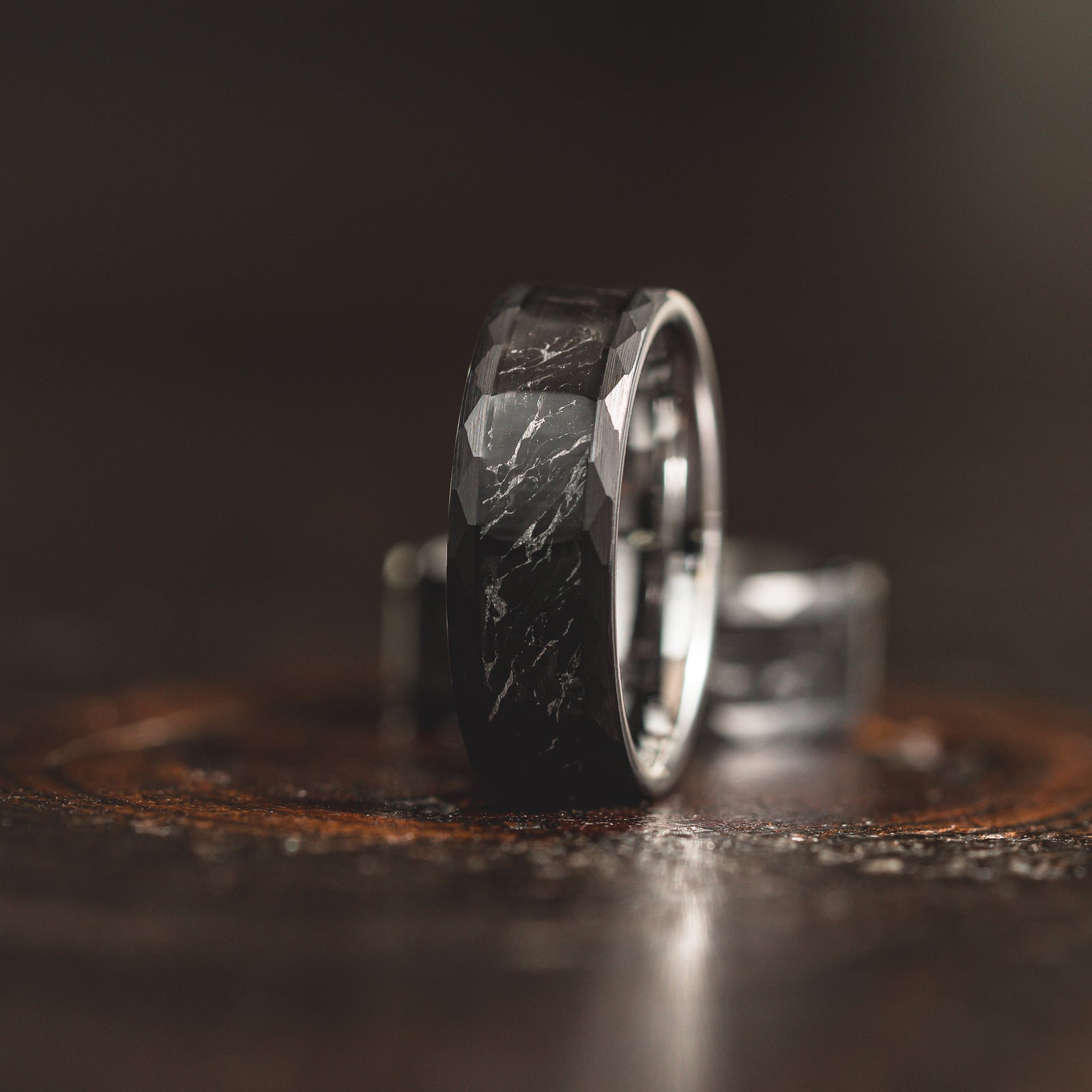 "Obsidian Vortex" Forged Carbon with Silver Swirl 6mm/8mm