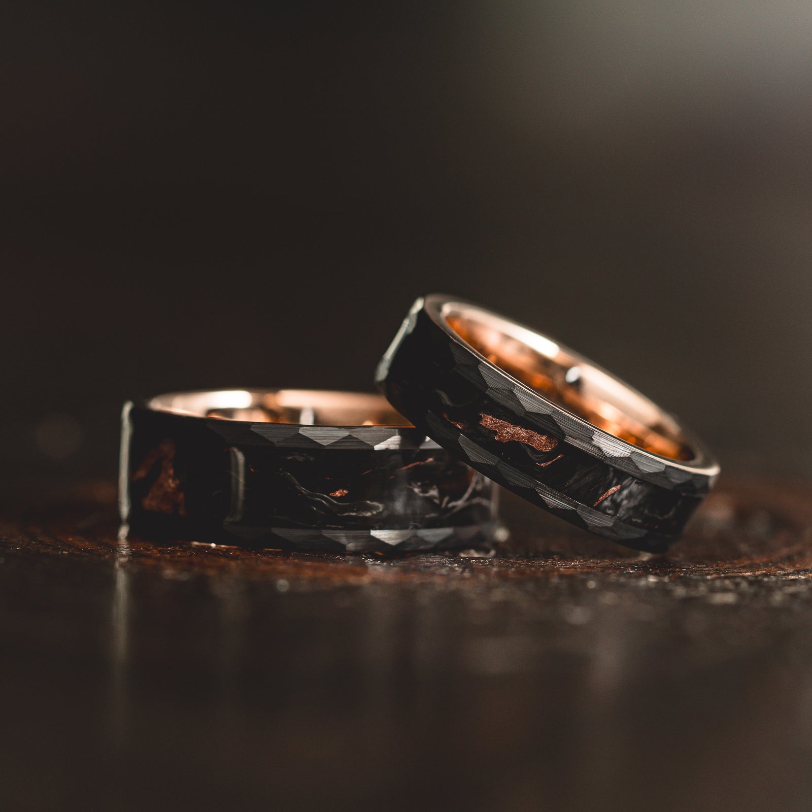 "Obsidian Vortex" Forged Carbon with Rose Gold Swirl 6mm/8mm