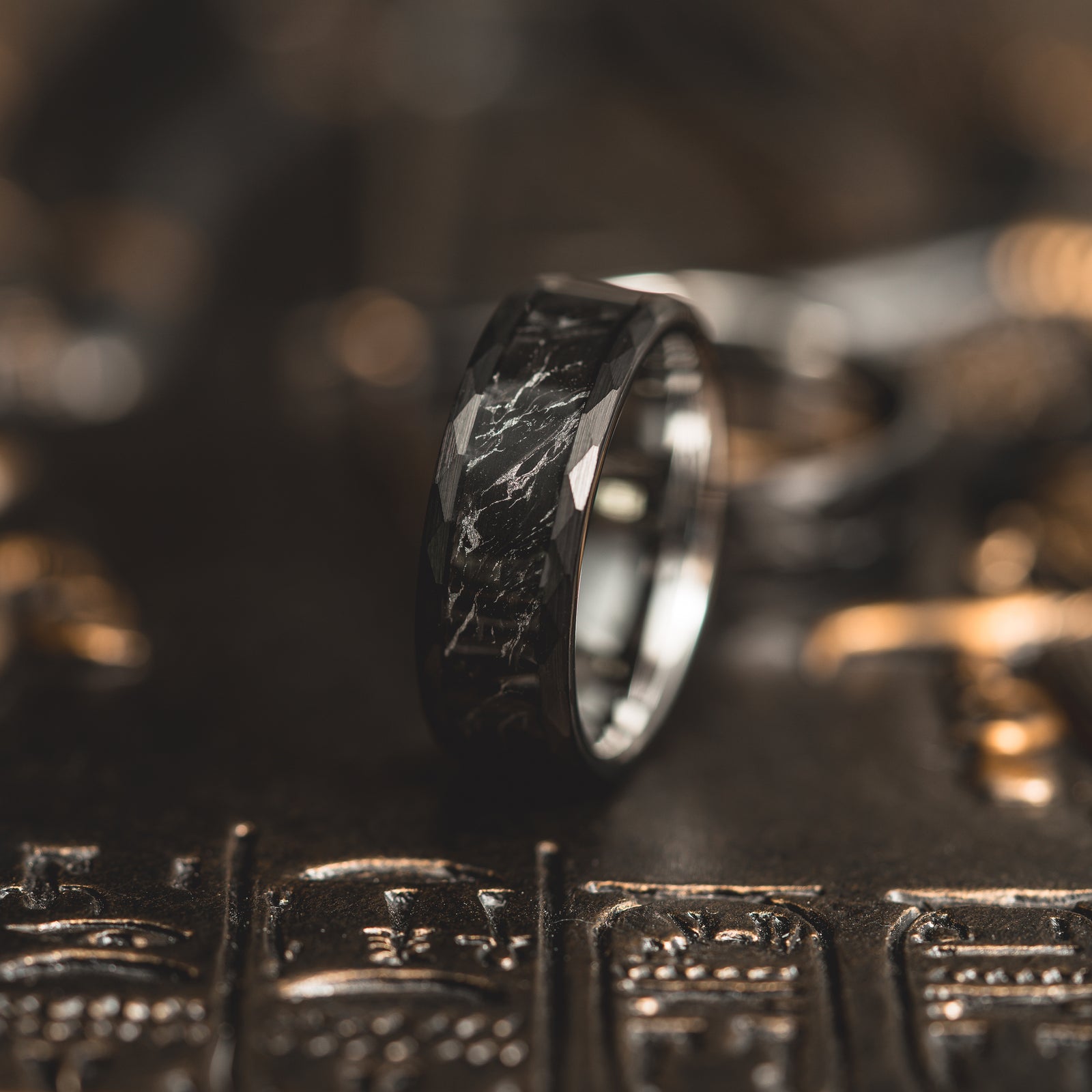 "Obsidian Vortex" Forged Carbon with Silver Swirl 6mm/8mm