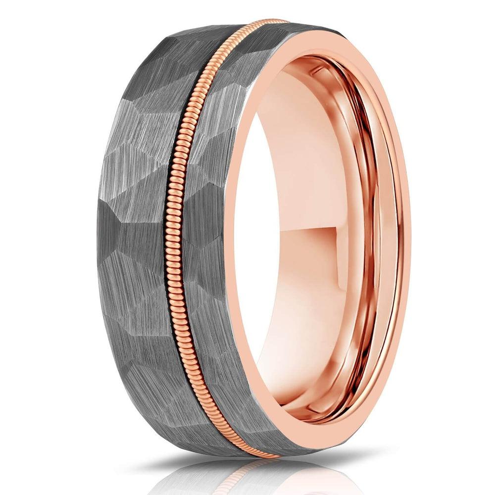 "Zeus" Hammered Guitar String Ring- Silver with Guitar String-Rings By Lux