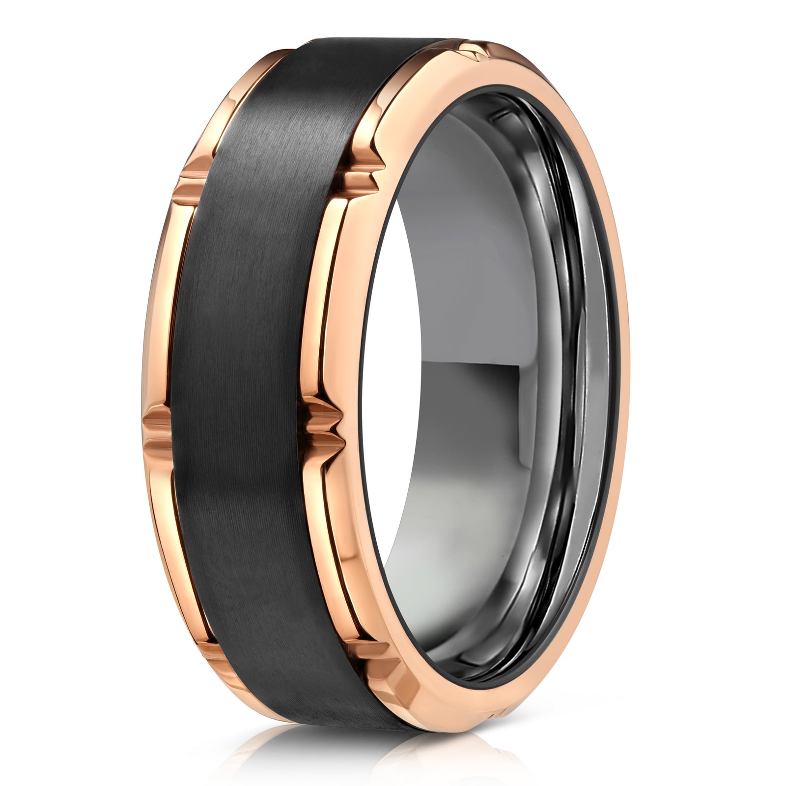 "Hades" Black Zirconium x Rose Gold Tungsten- 6mm/8mm