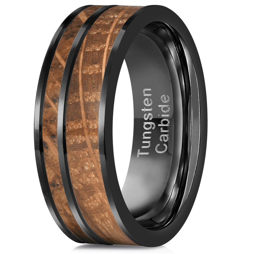 "Atlas" Whisky Barrel Gunmetal Tungsten Ring-Rings By Lux