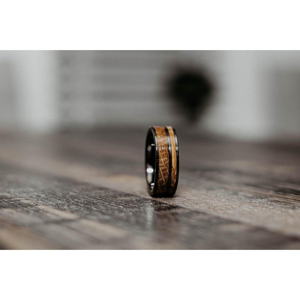 "Atlas" Whisky Barrel Gunmetal Tungsten Ring-Rings By Lux