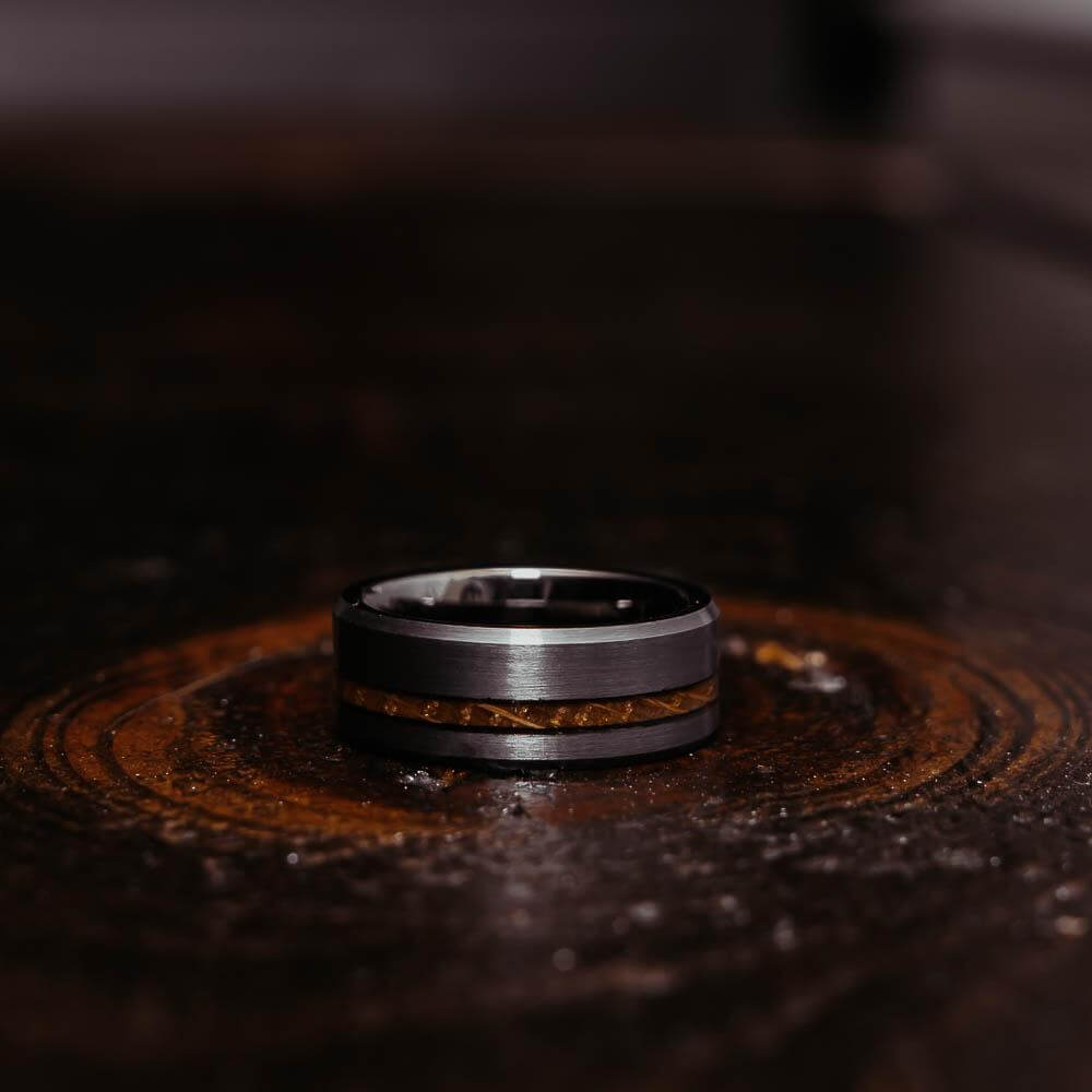 "Artemis" Whisky x Gunmetal Tungsten Ring-Rings By Lux