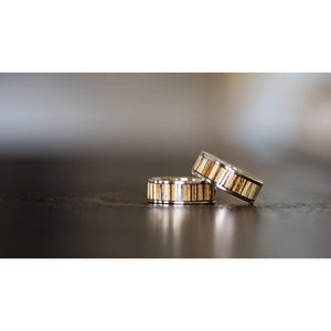 "Apollo" Rose Gold Zebrawood Inlay Ring-Rings By Lux