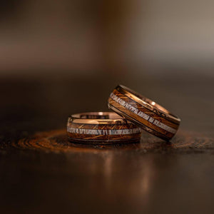 "Dionysus" Whisky Barrel Wood x Antler Ring- Rose Gold Tungsten-Rings By Lux