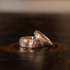 "Zeus" Hammered Tungsten Carbide Ring- Rose Gold Plate- 8mm-Rings By Lux