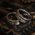 "Perseus" Silver Hammered Tungsten Carbide Ring- Dinosaur and Meteorite- 8mm