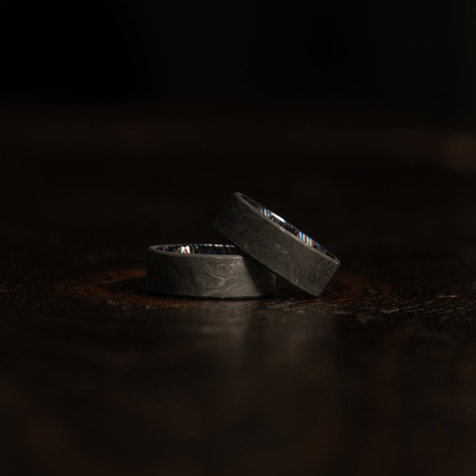 "Athena" Forged Carbon Fiber/Timascus Titanium Ring