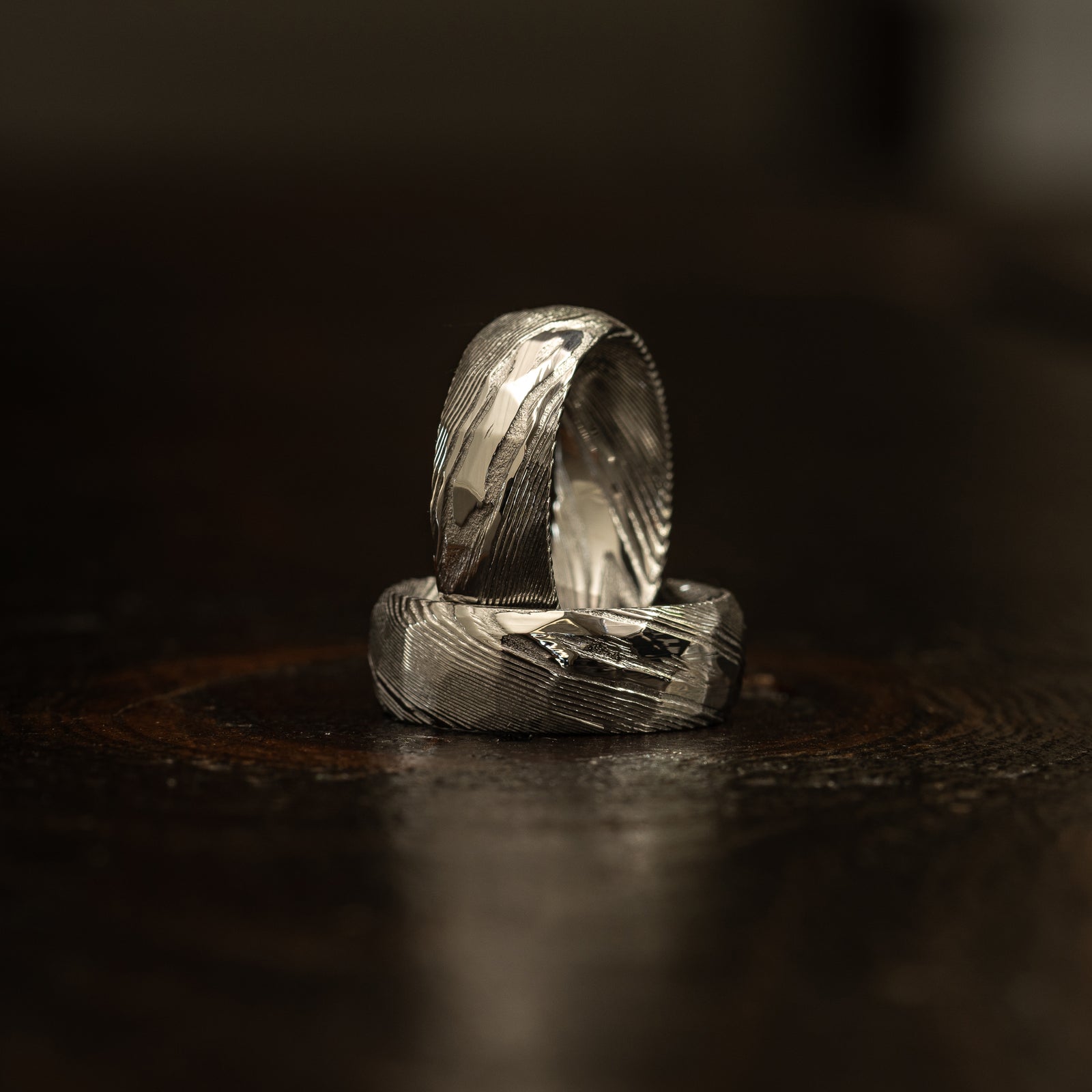 Hammered "Poseidon" Steel Ring- Full Polish