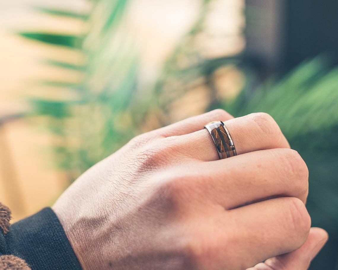 "Dionysus" Whisky Double Barrel Gunmetal Tungsten Ring