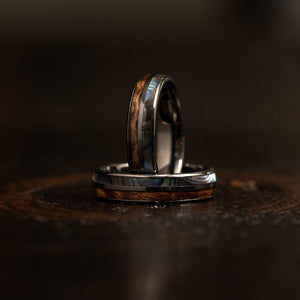 "Dionysis" Womens Tungsten Carbide Ring- Gunmetal X Abalone- 5mm