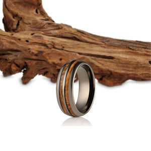 "Dionysus" Whisky Double Barrel Gunmetal Tungsten Ring-Rings By Lux