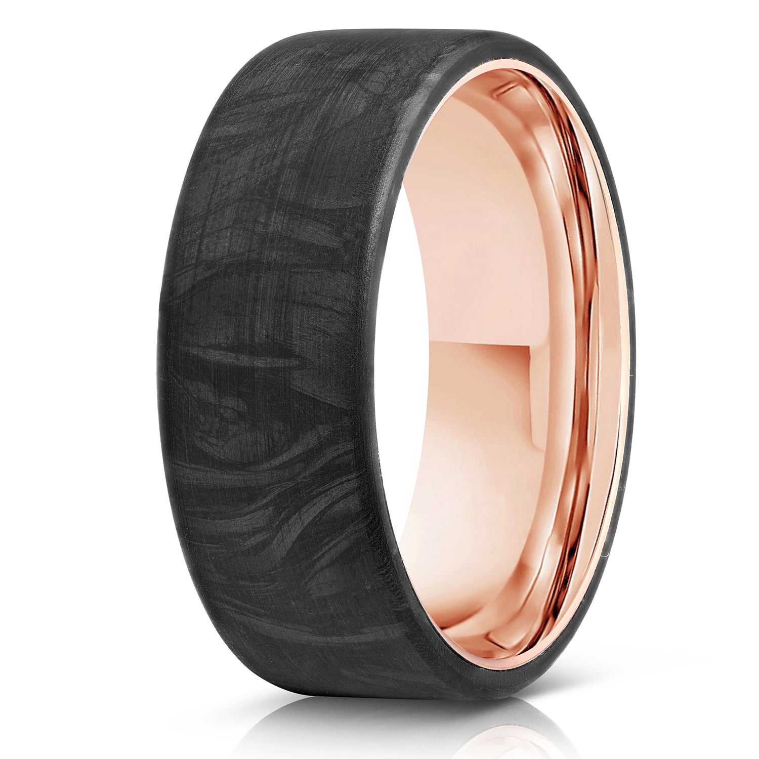 "Athena" Forged Carbon Fiber/Rose Gold Tungsten Ring