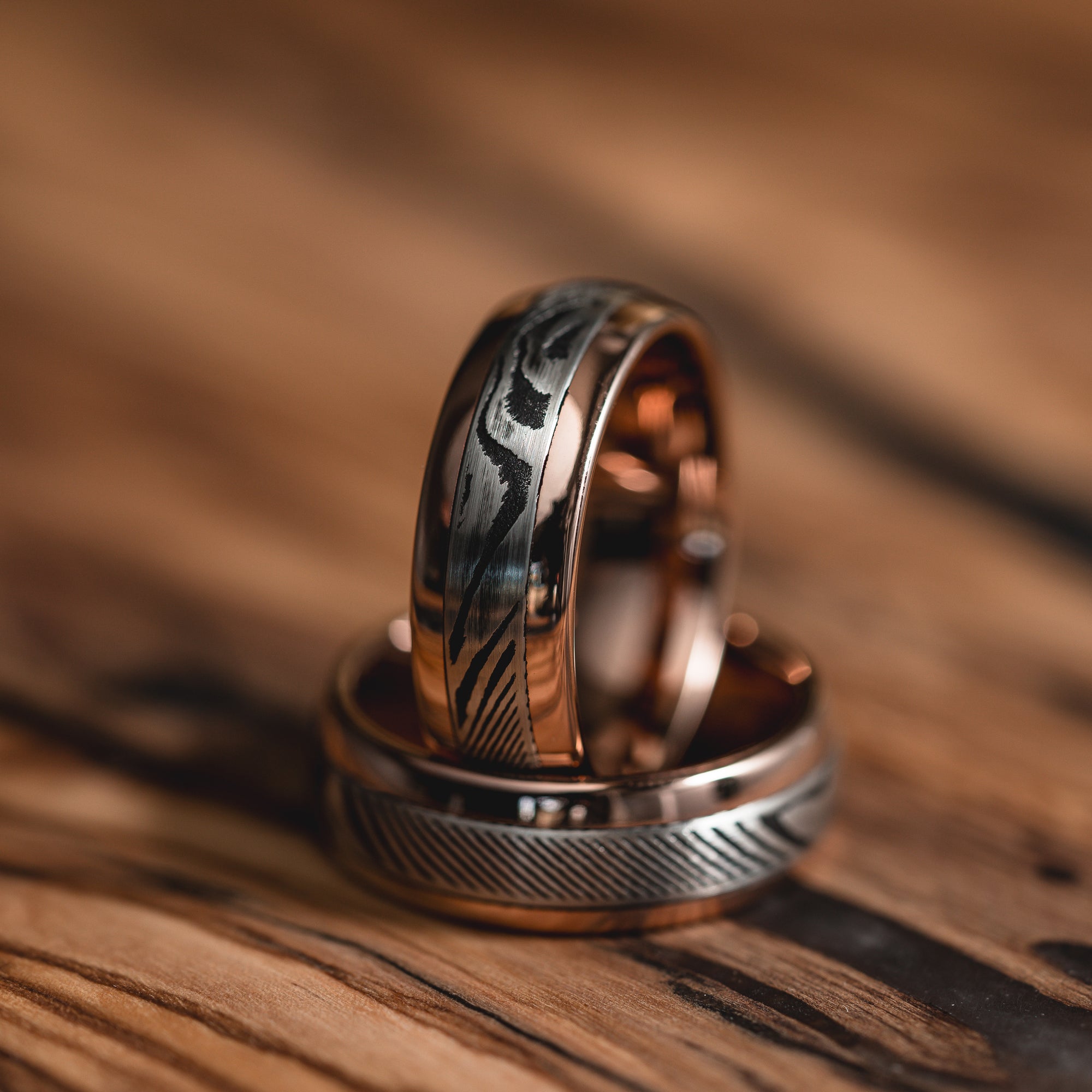 Rose Gold "Poseidon"  Steel/Tungsten Ring