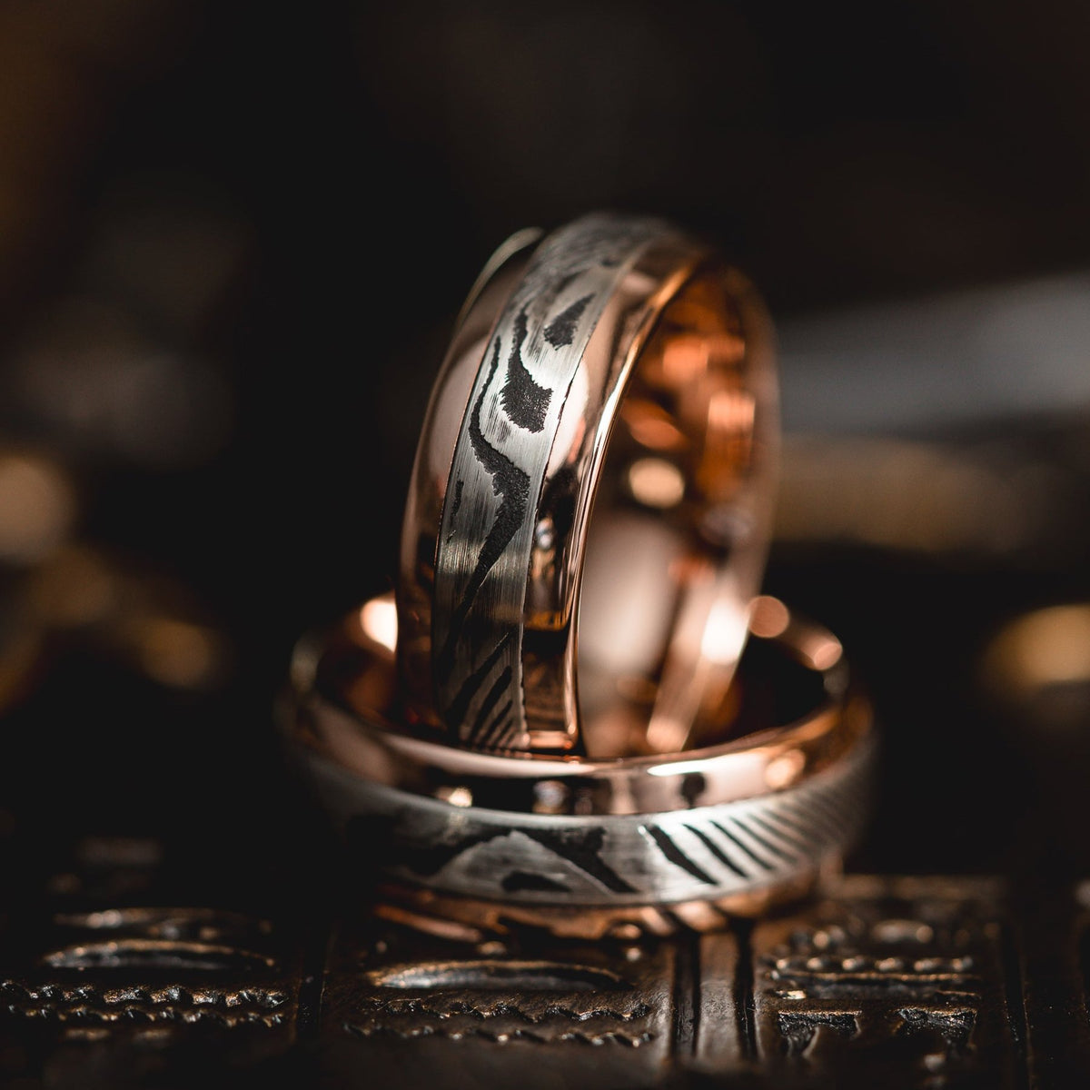 Rose Gold &quot;Poseidon&quot;  Steel/Tungsten Ring