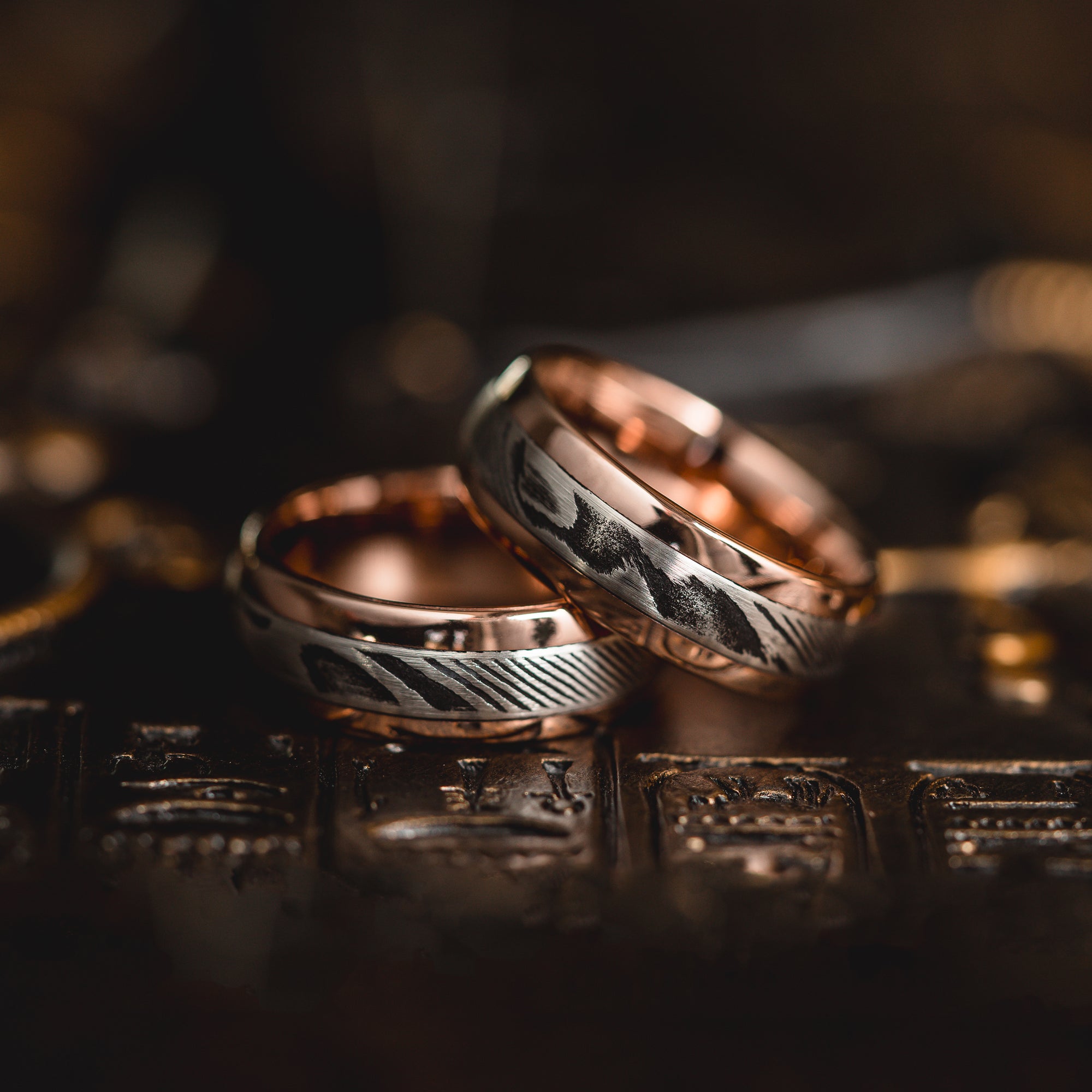 Rose Gold "Poseidon"  Steel/Tungsten Ring