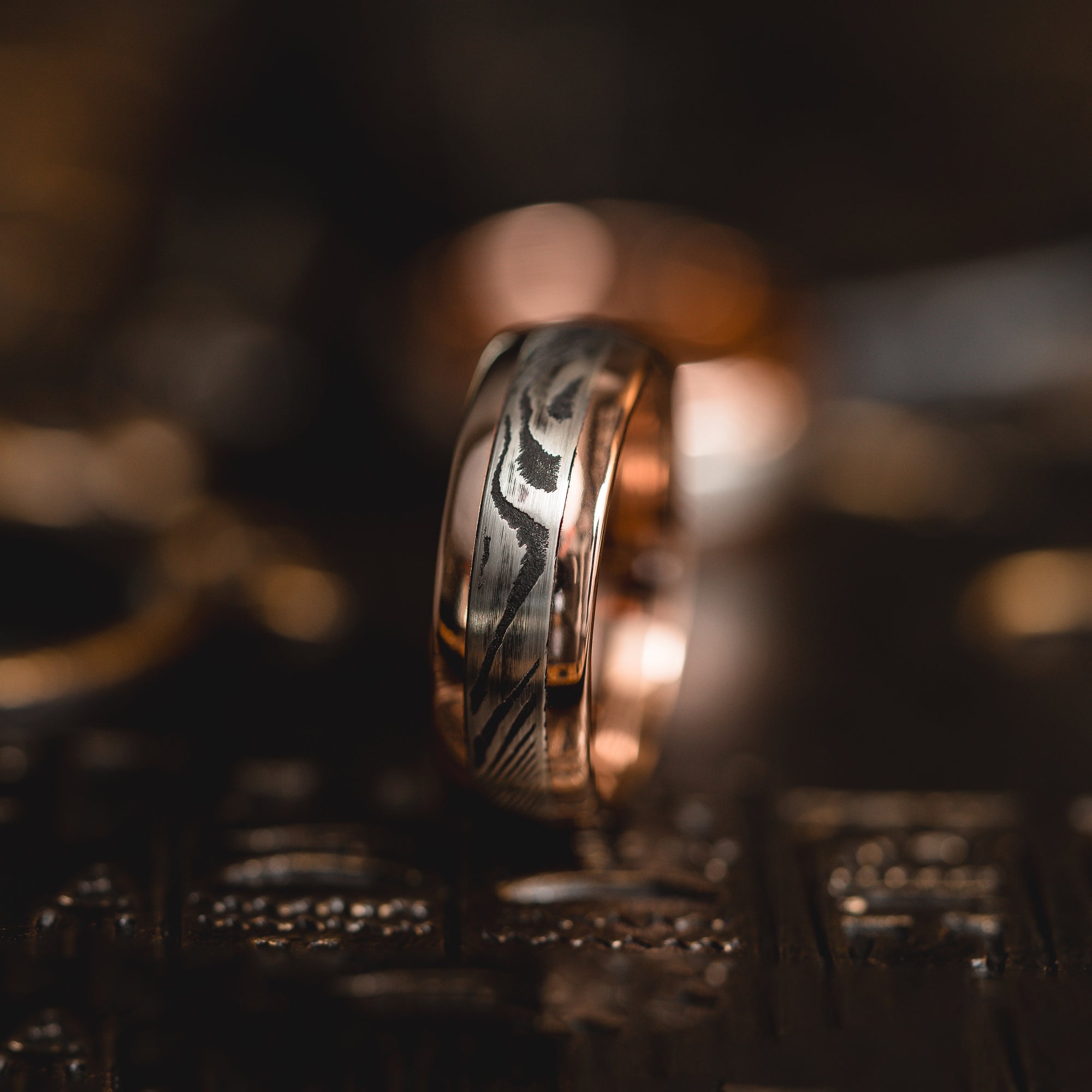 Rose Gold "Poseidon"  Steel/Tungsten Ring