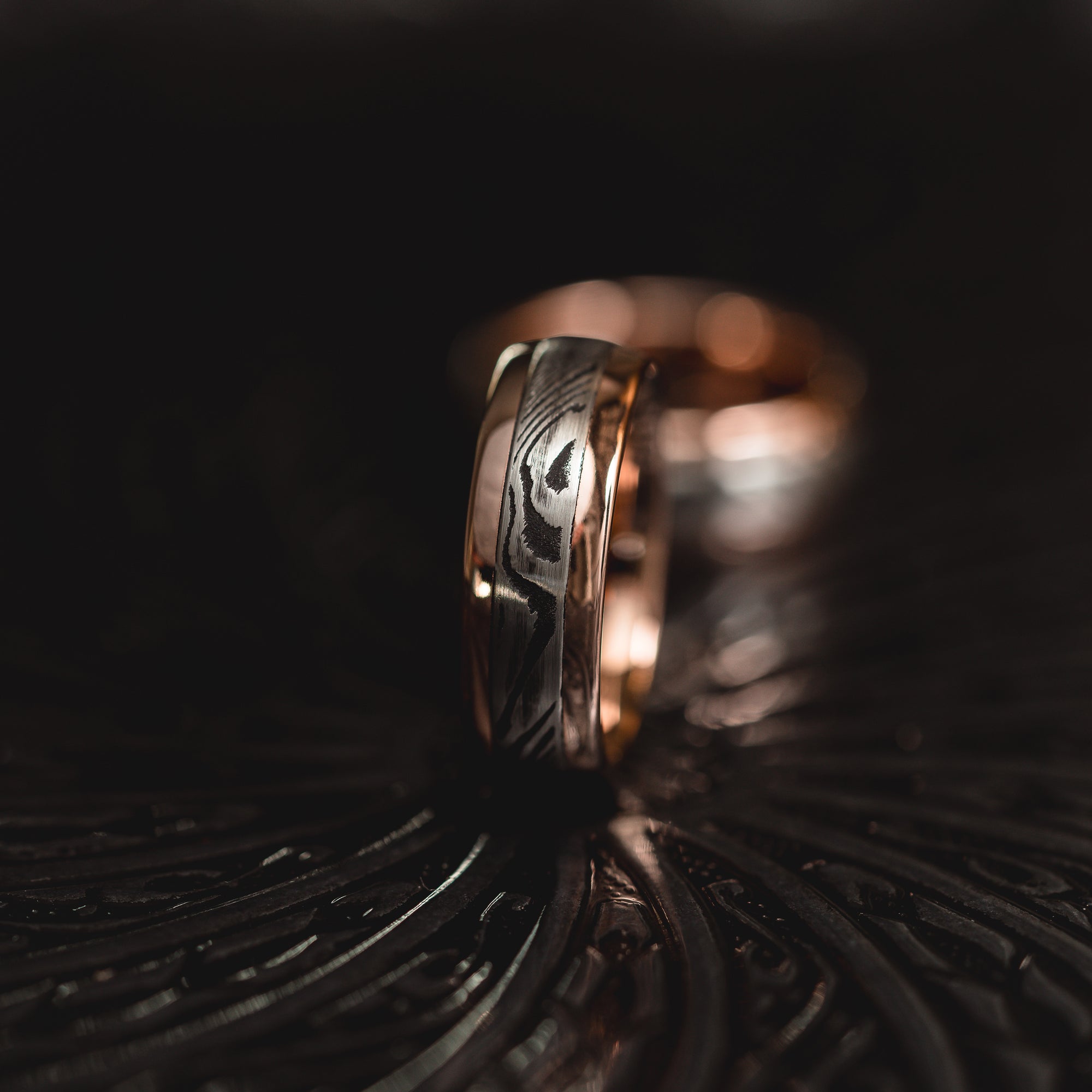 Rose Gold "Poseidon"  Steel/Tungsten Ring