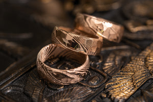 Hammered "Poseidon" Rose Gold Steel Ring- Full Polish