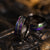 "Dionysus" Domed Nebula Ring- Meteorite and Opal- Gunmetal 6mm/8mm