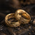 Hammered "Poseidon"  Steel Ring- Full Polish Gold Plate