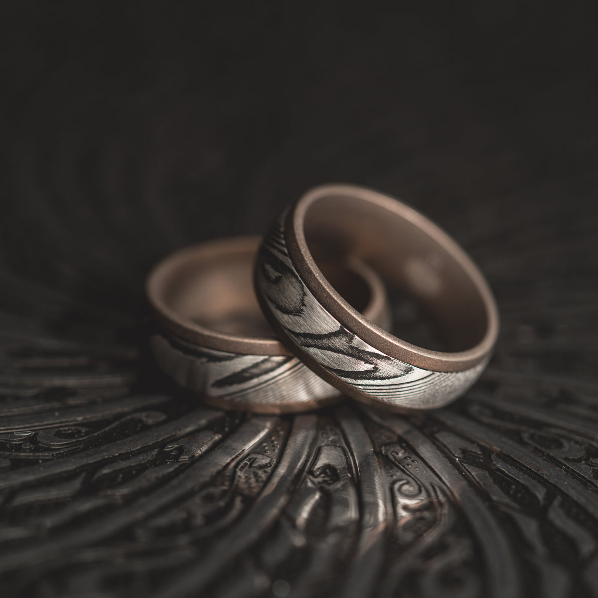 Heated Titanium "Poseidon"  Steel/Burnt Titanium Ring