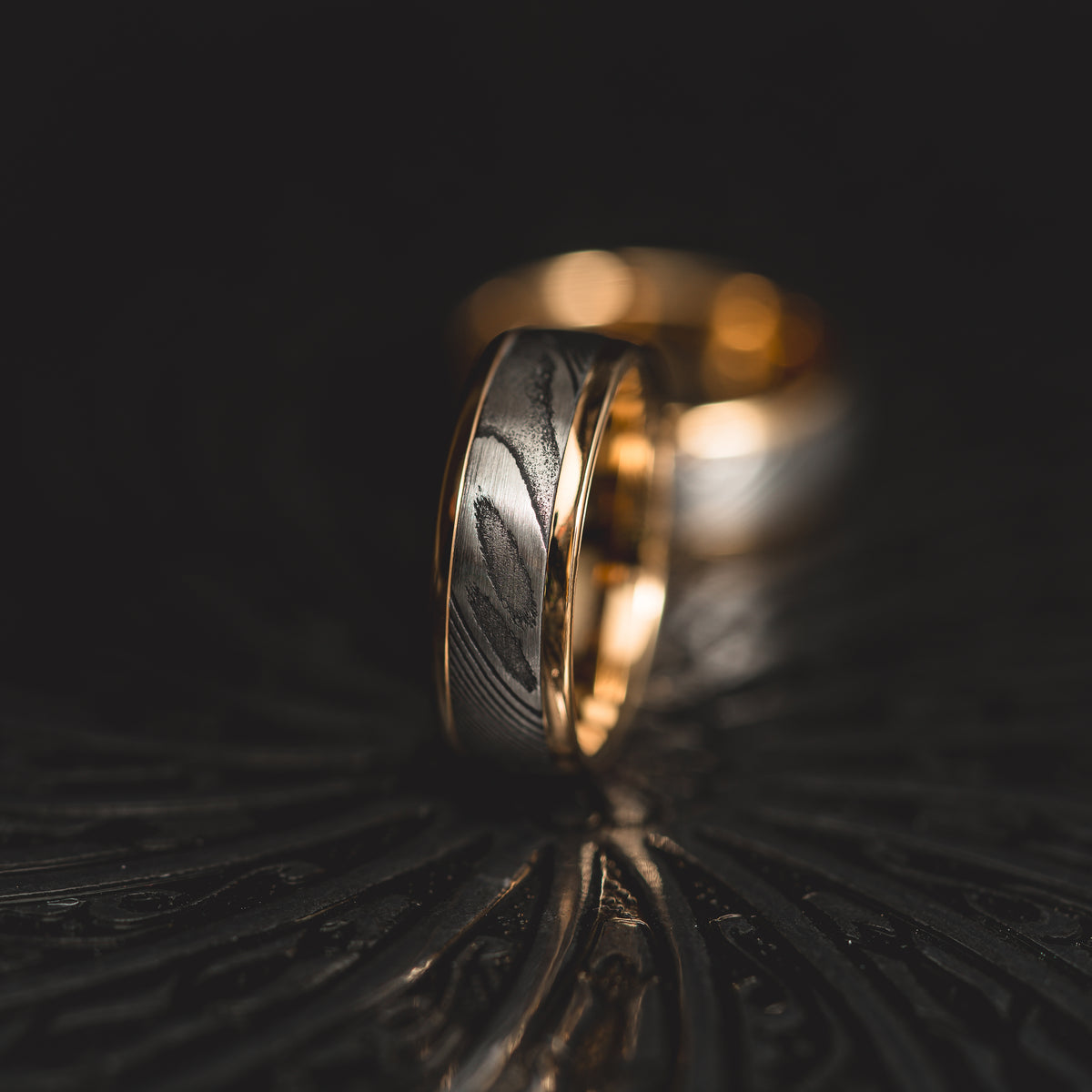Yellow Gold "Poseidon"  Steel/Tungsten Ring