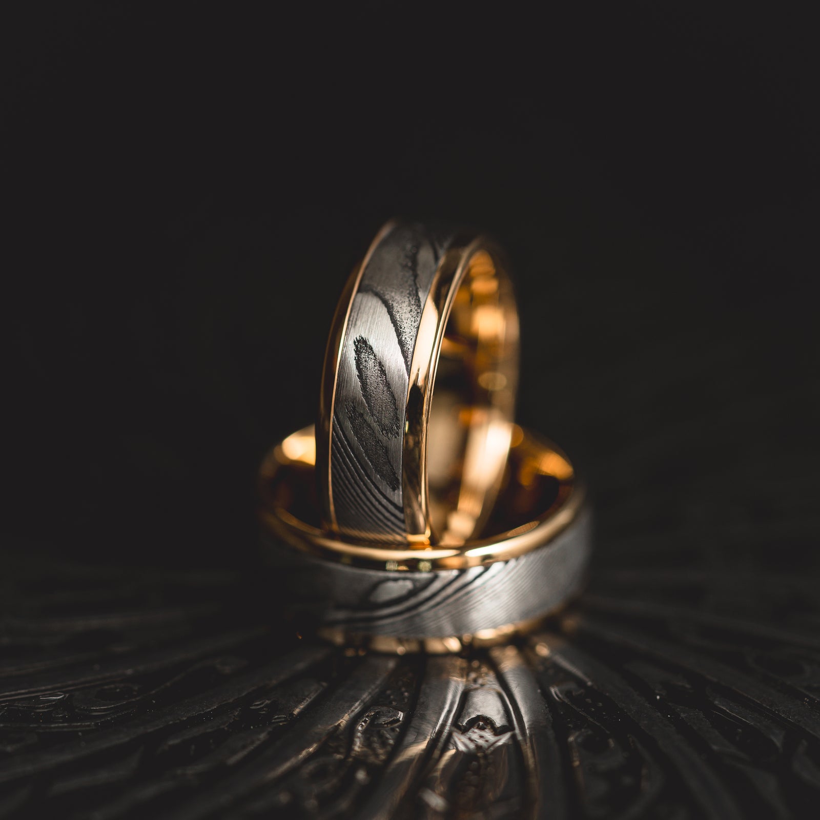 Yellow Gold "Poseidon"  Steel/Tungsten Ring