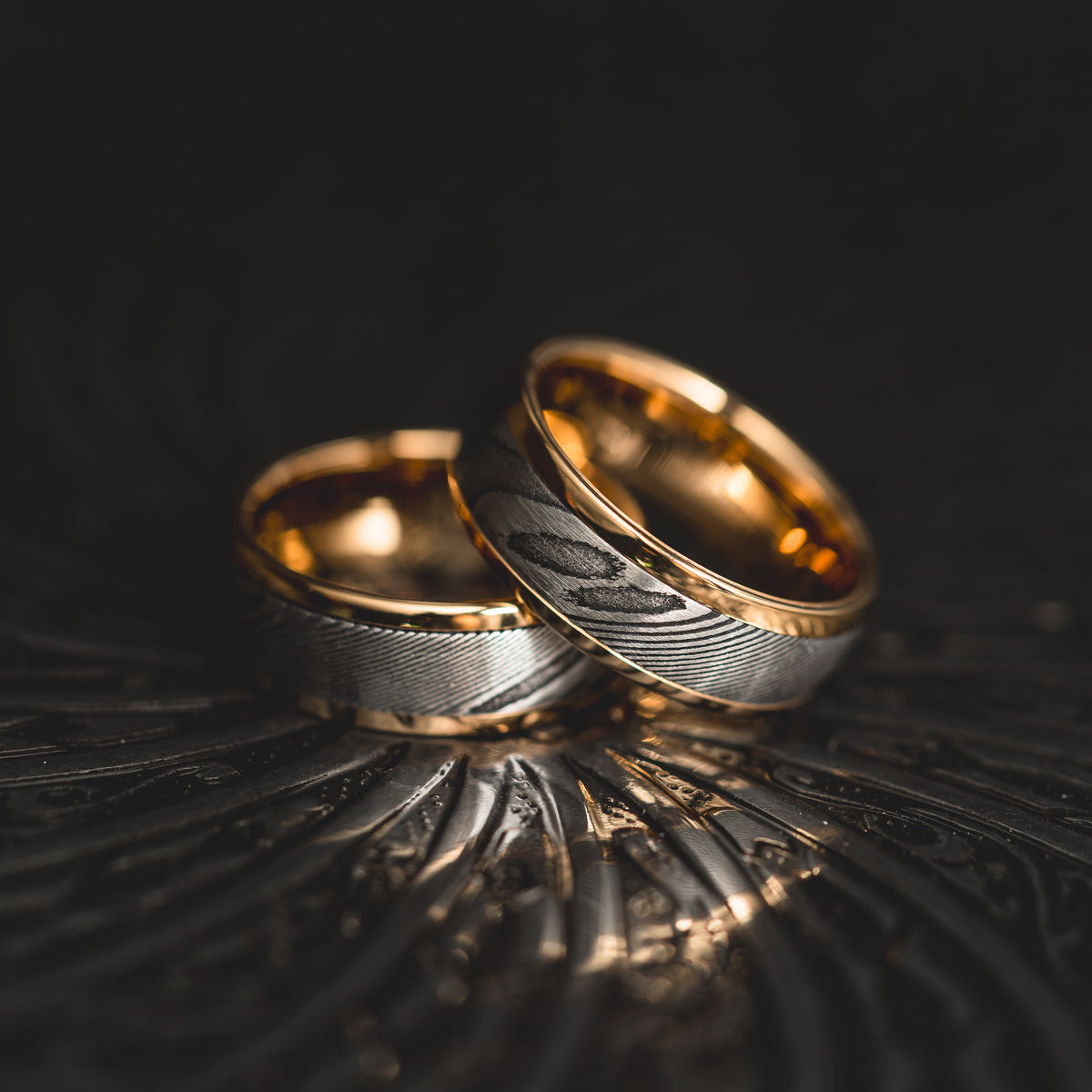 Yellow Gold "Poseidon"  Steel/Tungsten Ring