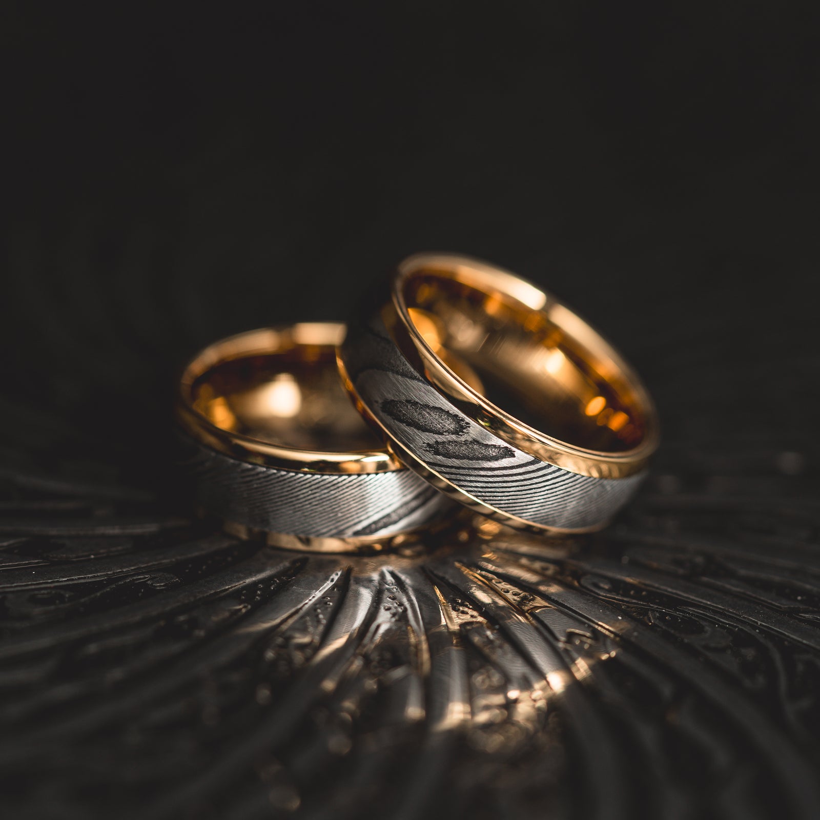 Yellow Gold "Poseidon"  Steel/Tungsten Ring