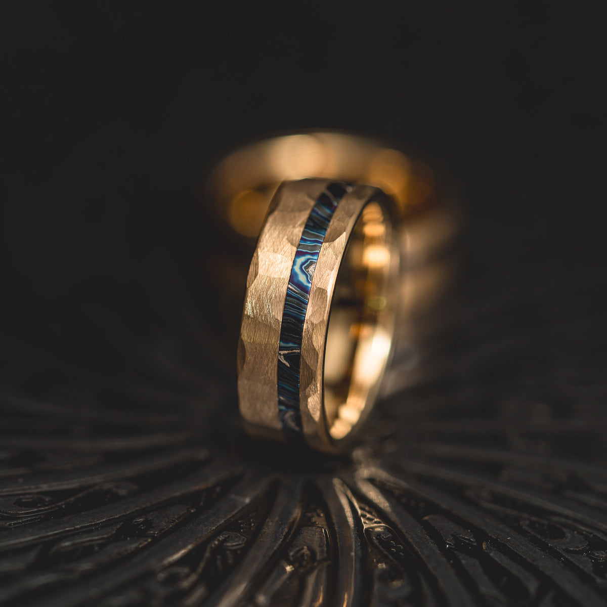 "Vulcan’s Edge" – Gold Tungsten with Zircuti Inlay