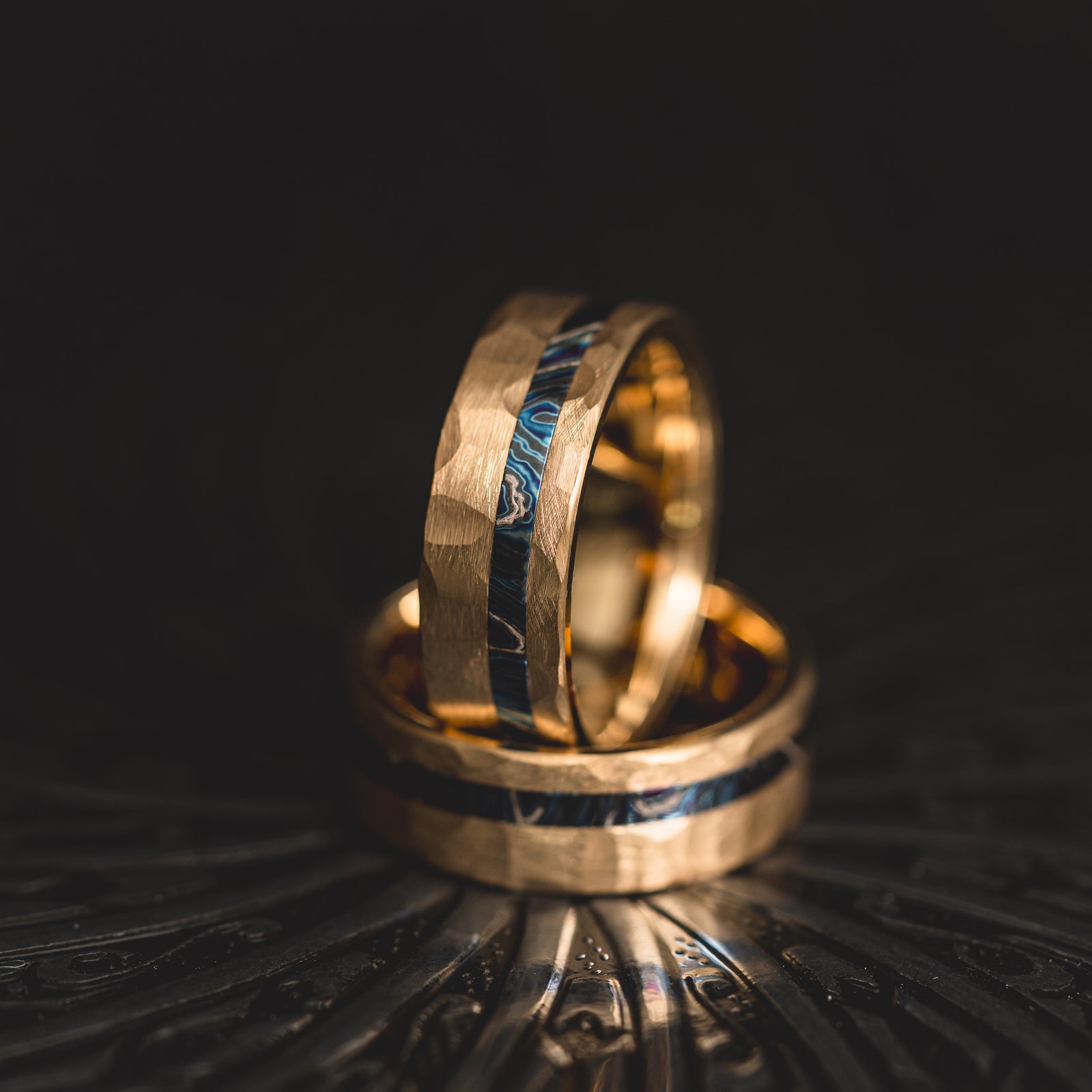 "Vulcan’s Edge" – Gold Tungsten with Zircuti Inlay