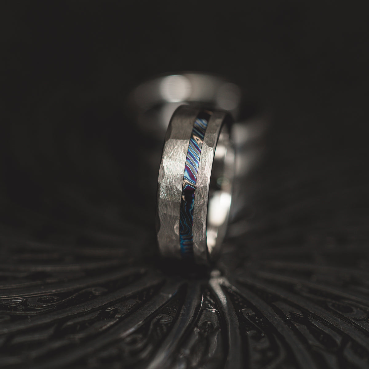 "Vulcan’s Edge" – Silver Tungsten with Zircuti Inlay