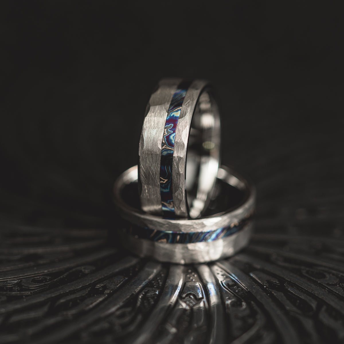 "Vulcan’s Edge" – Silver Tungsten with Zircuti Inlay