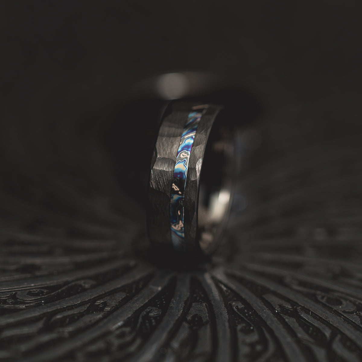 "Vulcan’s Edge" – Black Tungsten with Zircuti Inlay