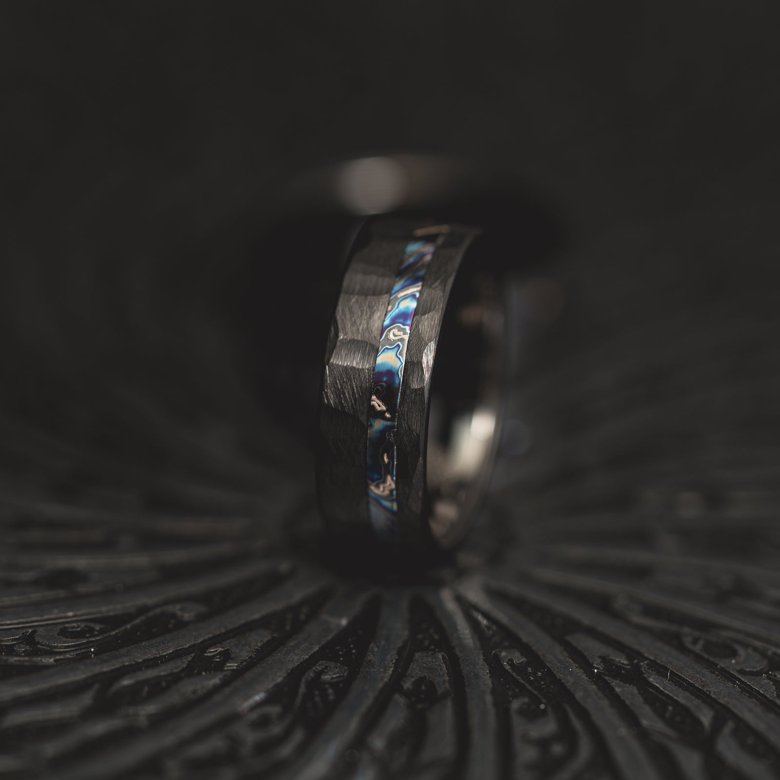 "Vulcan’s Edge" – Black Tungsten with Zircuti Inlay