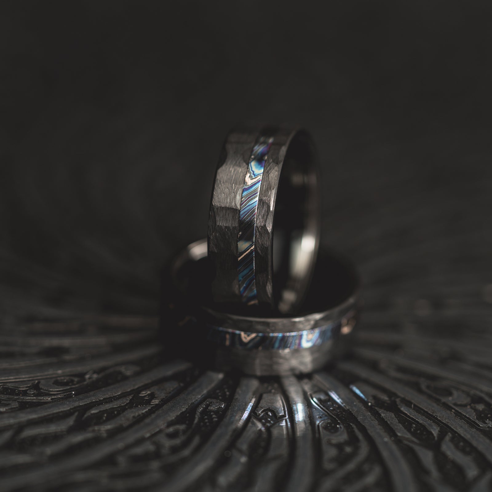 "Vulcan’s Edge" – Black Tungsten with Zircuti Inlay