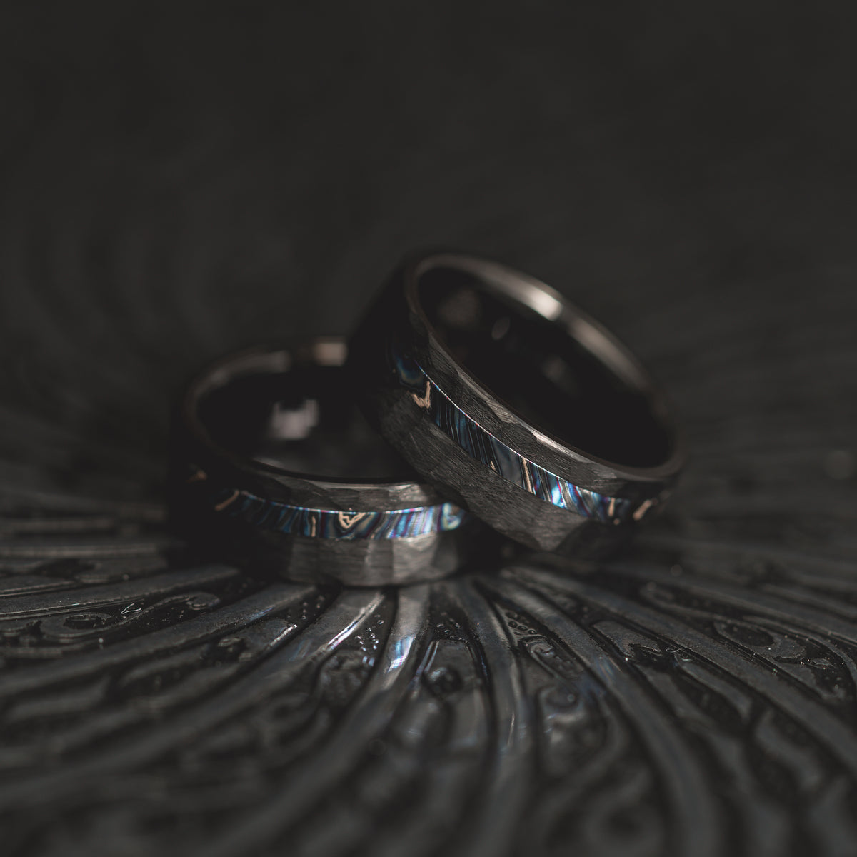 "Vulcan’s Edge" – Black Tungsten with Zircuti Inlay