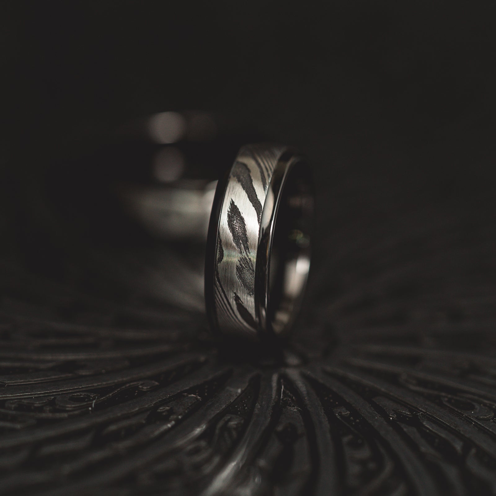 Black "Poseidon"  Steel/Tungsten Ring